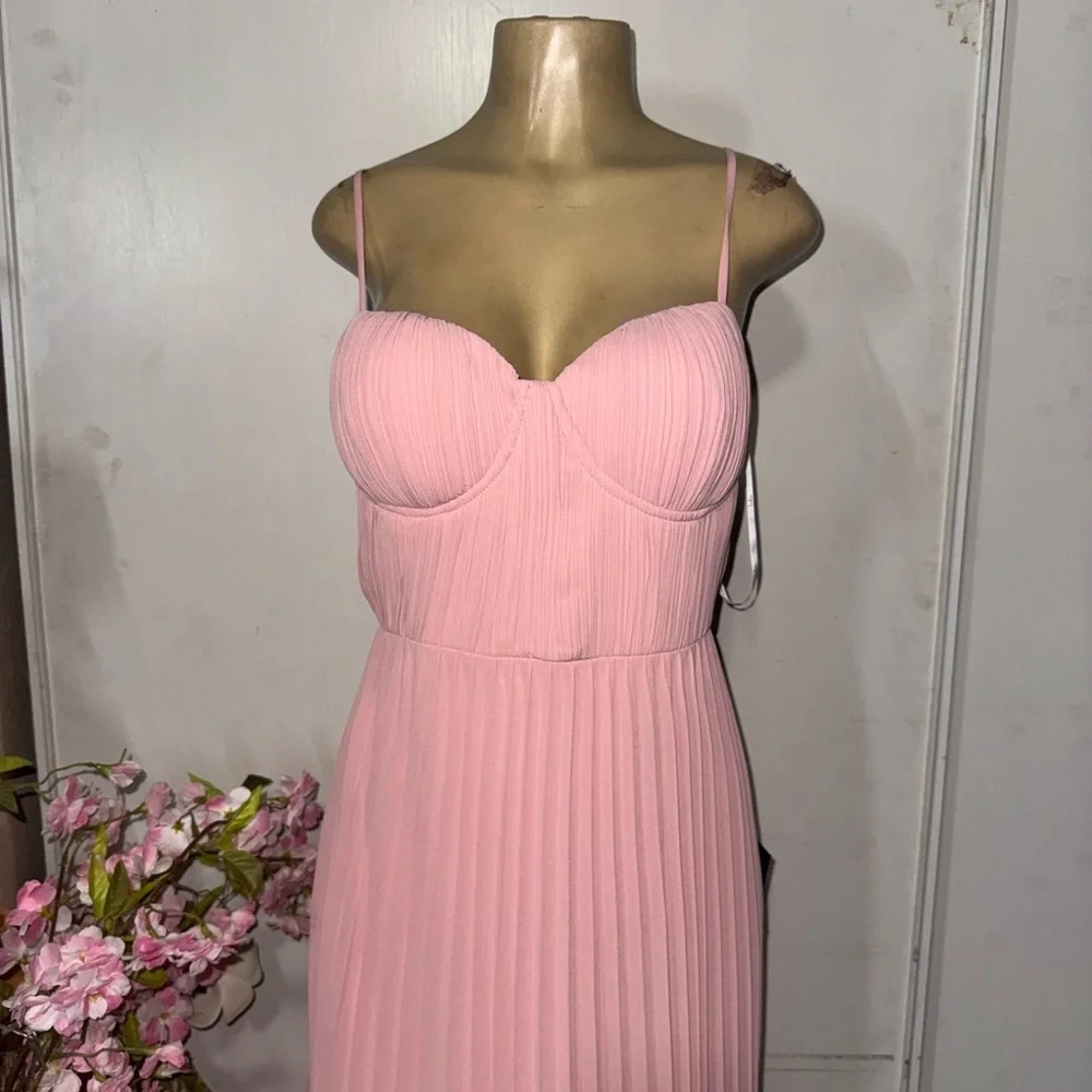 Lulus Admirable Elegance Light Pink Pleated Bustier Maxi Dress - Size xl - Picture 3 of 10